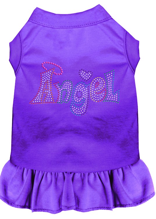 Technicolor Angel Rhinestone Pet Dress Purple XS